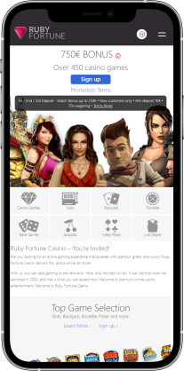 ruby fortune mobile screen