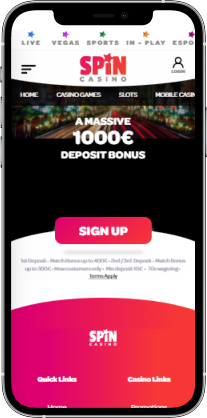 spin casino mobile screen